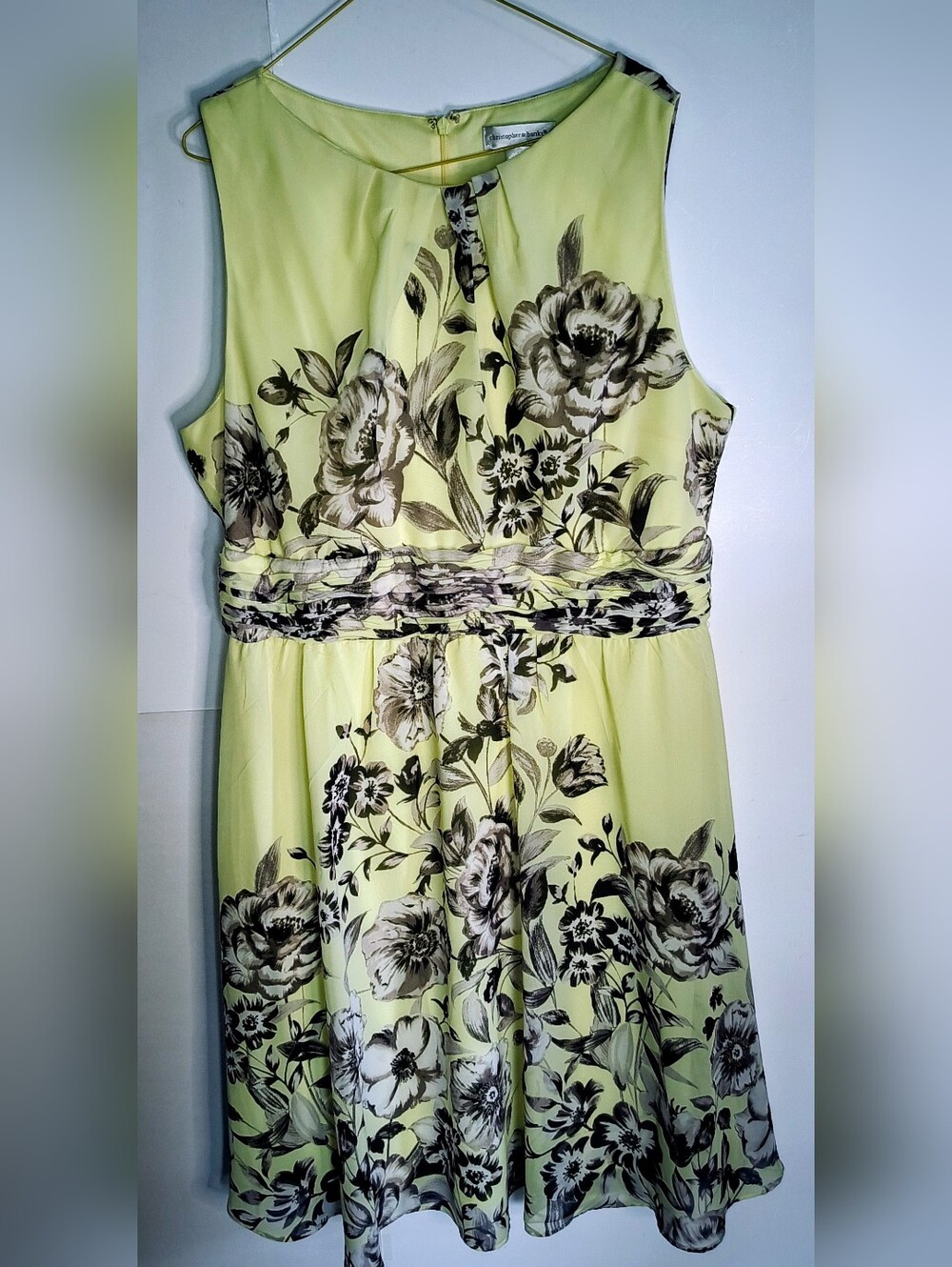 Christopher & Banks Size 16 Yellow Floral Sleeveless Dress Like new